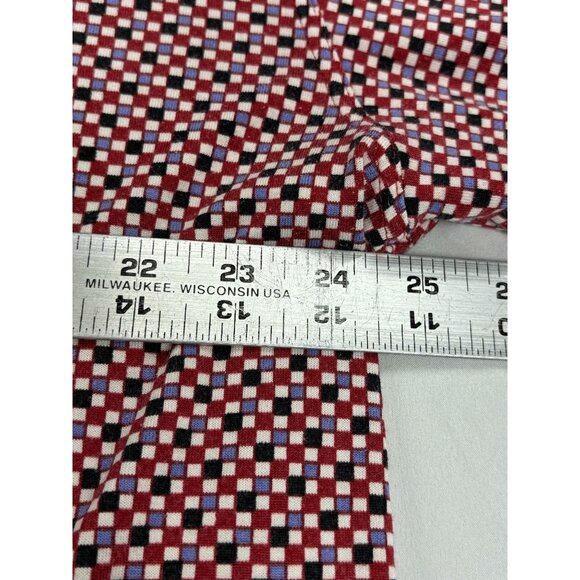 Bobby Chan Polo Shirt XXL Red Geometric 70% Silk 30% Cotton Short Sleeves - Picture 7 of 8